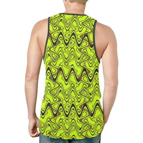 Yellow and Black Waves New All Over Print Tank Top for Men (Model T46)