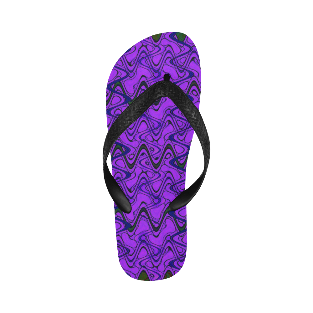 Purple and Black Waves Flip Flops for Men/Women (Model 040)