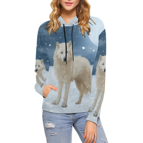 Awesome arctic wolf All Over Print Hoodie for Women (USA Size) (Model H13)