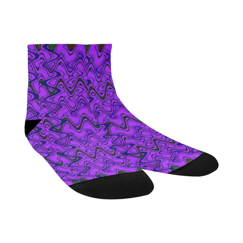 Purple and Black Waves Quarter Socks