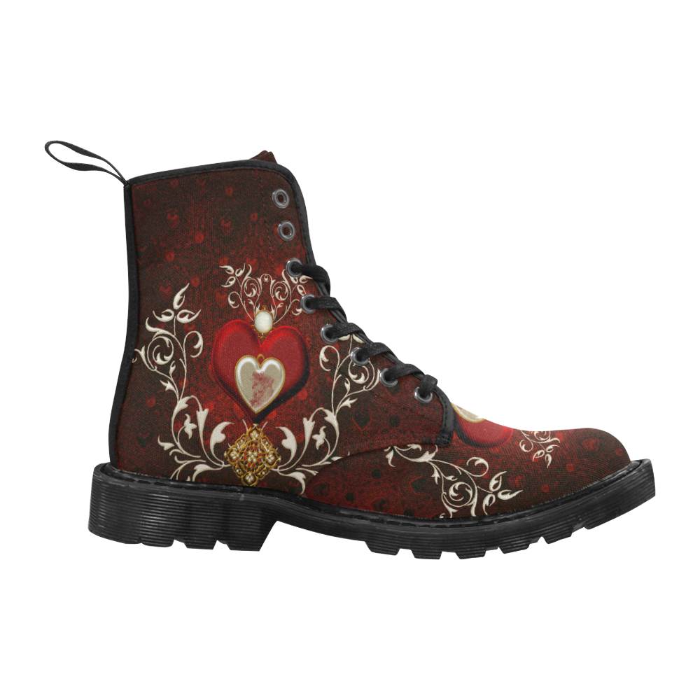 Valentine's day, wonderful hearts Martin Boots for Men (Black) (Model 1203H)