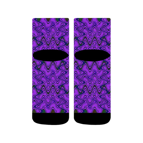 Purple and Black Waves Quarter Socks
