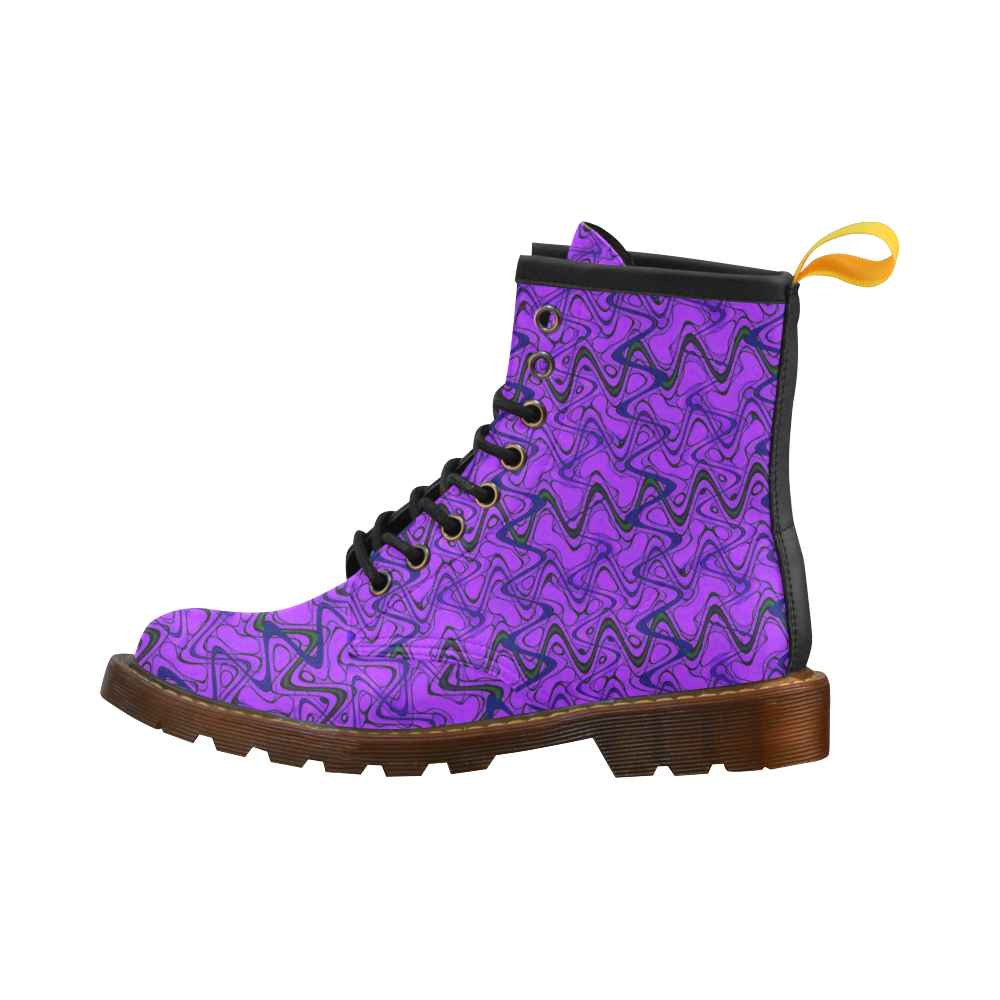Purple and Black Waves High Grade PU Leather Martin Boots For Women Model 402H