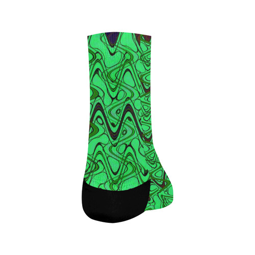 Green and Black Waves Crew Socks