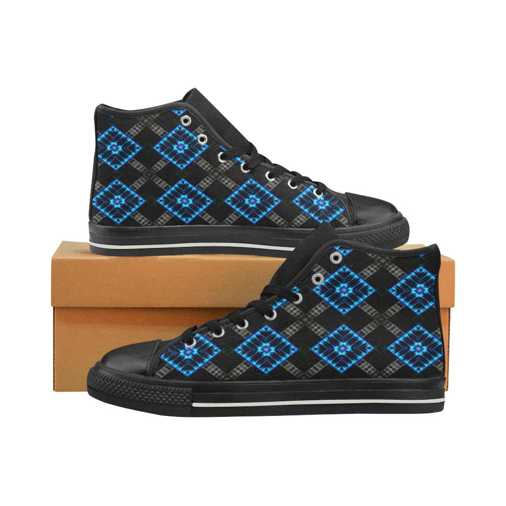 the blue diamond Men’s Classic High Top Canvas Shoes (Model 017)
