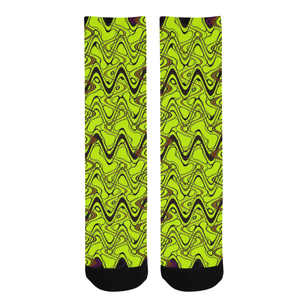 Yellow and Black Waves Trouser Socks