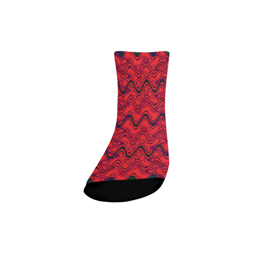 Red and Black Waves Quarter Socks