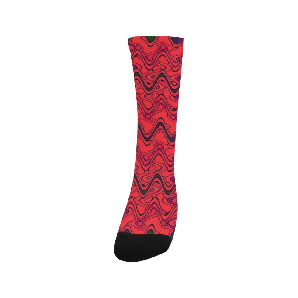 Red and Black Waves Trouser Socks