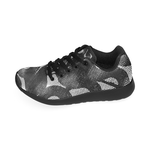 Black And White Truchet Women's Running Shoes/Large Size (Model 020)