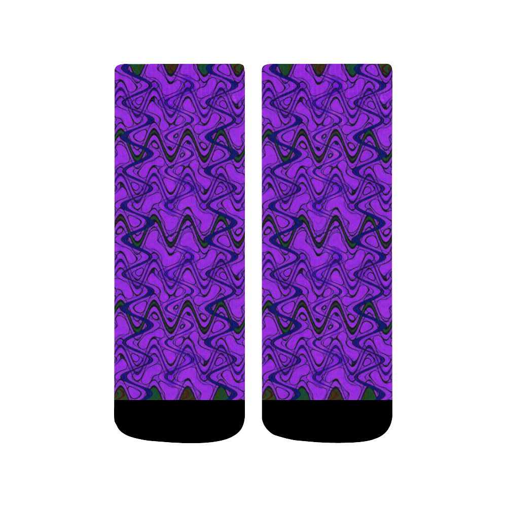 Purple and Black Waves Quarter Socks