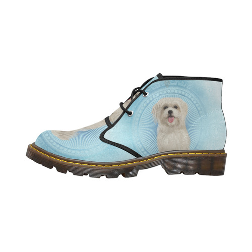 Cute havanese puppy Men's Canvas Chukka Boots (Model 2402-1)