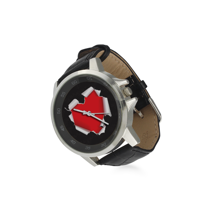 Torn Heart Unisex Stainless Steel Leather Strap Watch(Model 202)