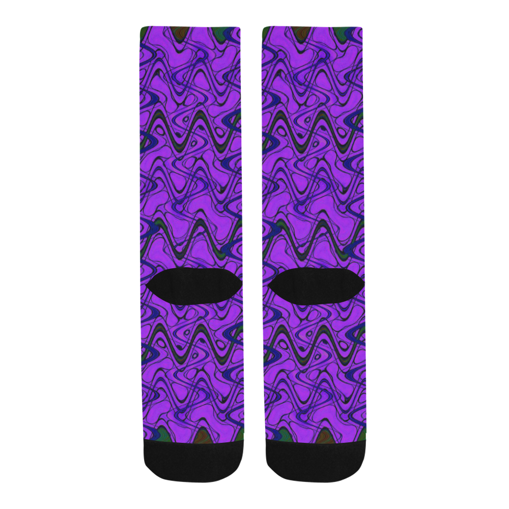 Purple and Black Waves Trouser Socks