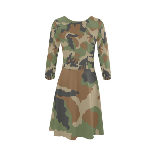 Woodland Camo Dress 3/4 Sleeve Sundress (D23)