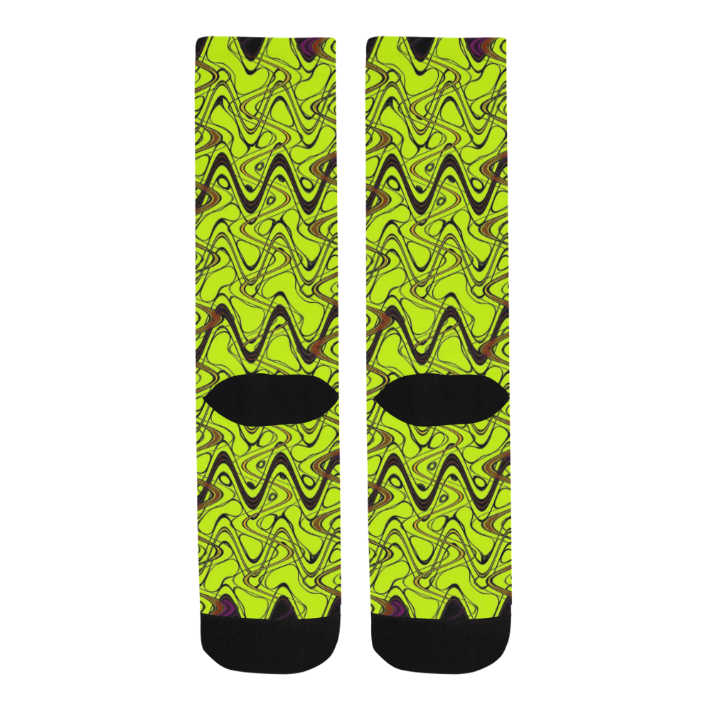 Yellow and Black Waves Trouser Socks