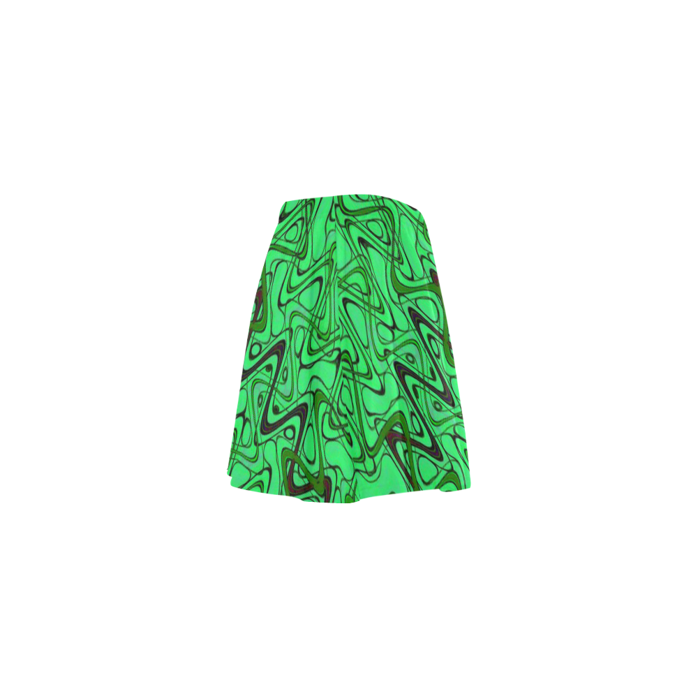 Green and Black Waves Mini Skating Skirt (Model D36)