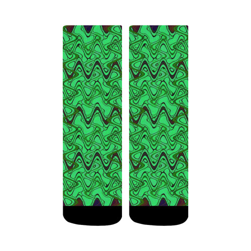 Green and Black Waves Crew Socks