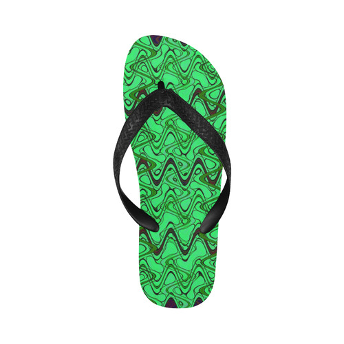 Green and Black Waves Flip Flops for Men/Women (Model 040)