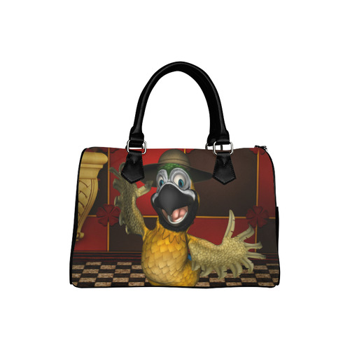 Funny parrot with summer hat Boston Handbag (Model 1621)