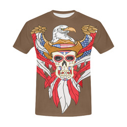 American Eagle Sugar Skull Brown All Over Print T-Shirt for Men/Large Size (USA Size) Model T40)