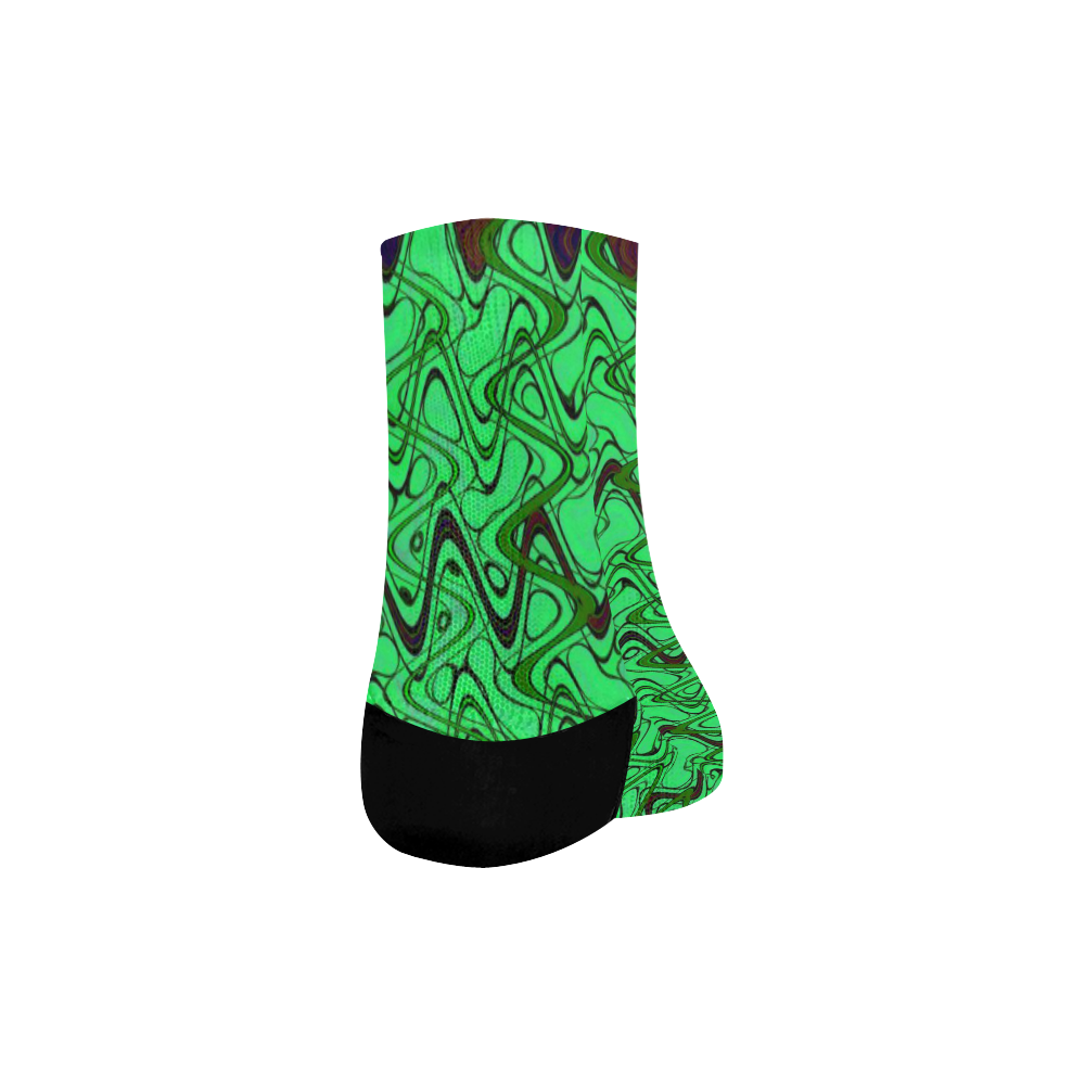 Green and Black Waves Quarter Socks