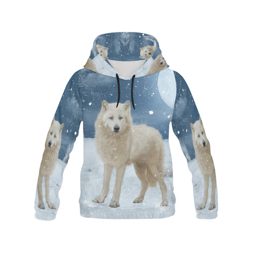 Awesome arctic wolf All Over Print Hoodie for Women (USA Size) (Model H13)