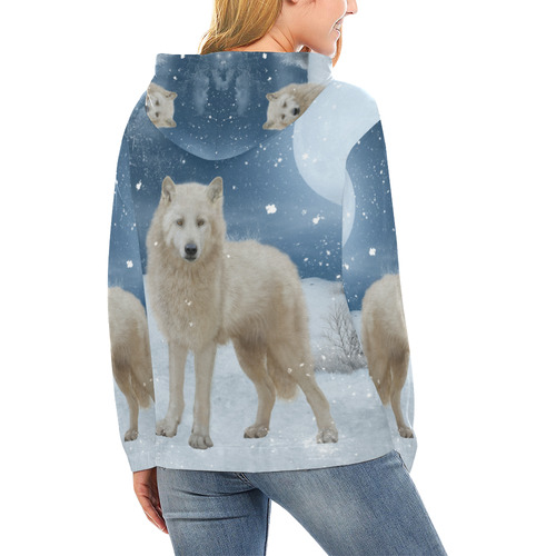 Awesome arctic wolf All Over Print Hoodie for Women (USA Size) (Model H13)