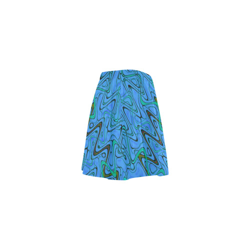 Blue Green and Black Waves Mini Skating Skirt (Model D36)