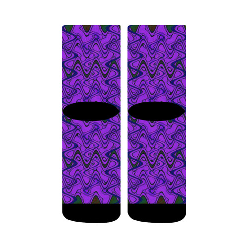 Purple and Black Waves Crew Socks