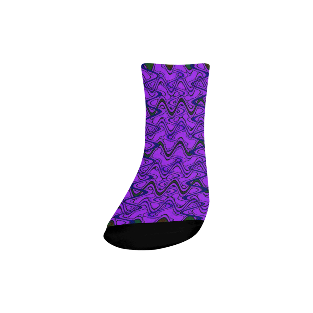 Purple and Black Waves Quarter Socks