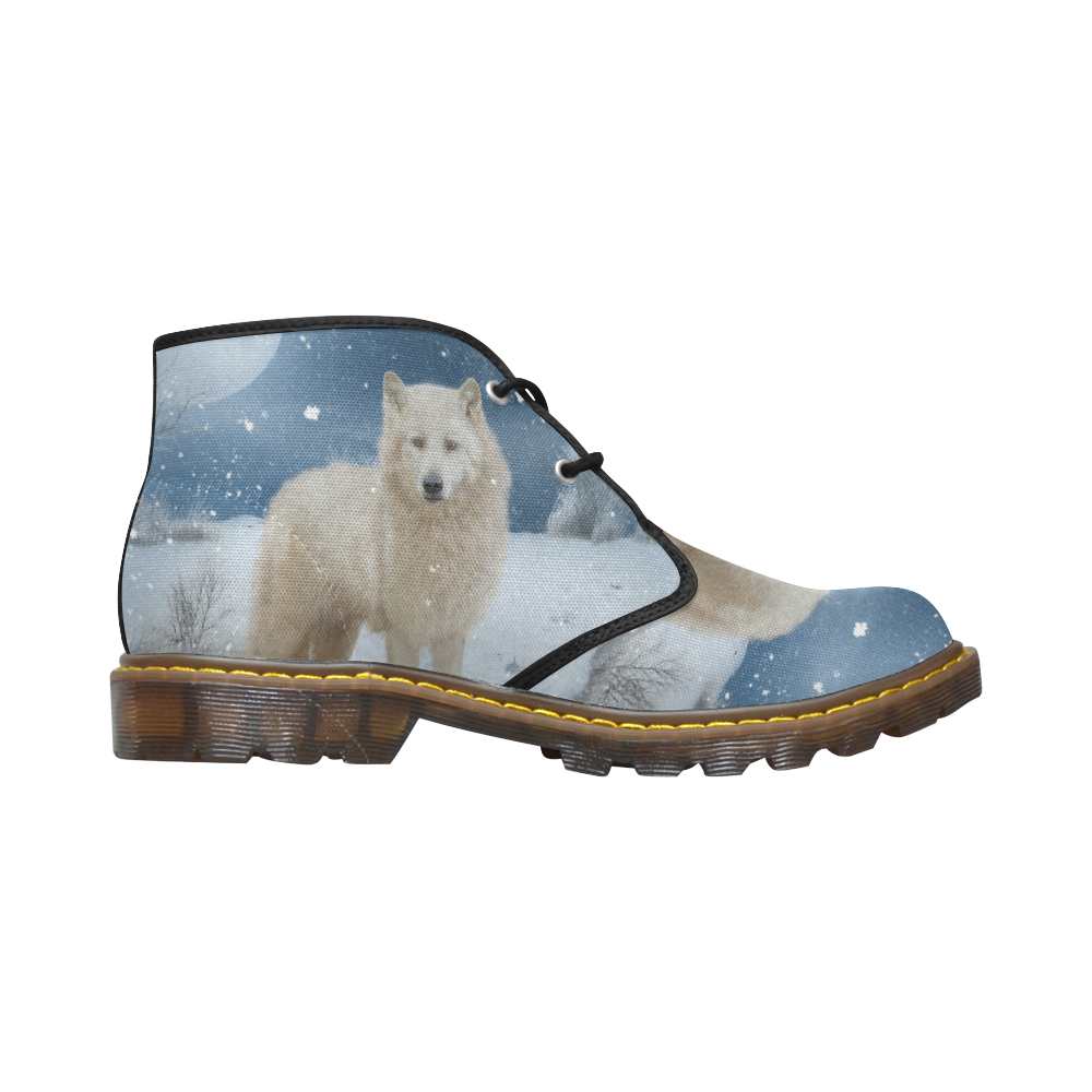 Awesome arctic wolf Men's Canvas Chukka Boots (Model 2402-1)