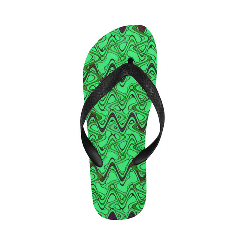 Green and Black Waves Flip Flops for Men/Women (Model 040)