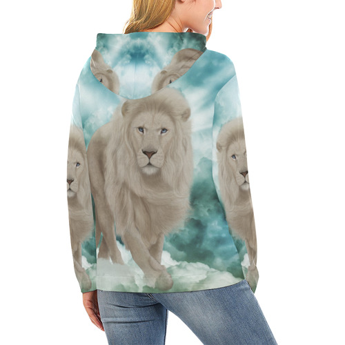 The white lion in the universe All Over Print Hoodie for Women (USA Size) (Model H13)