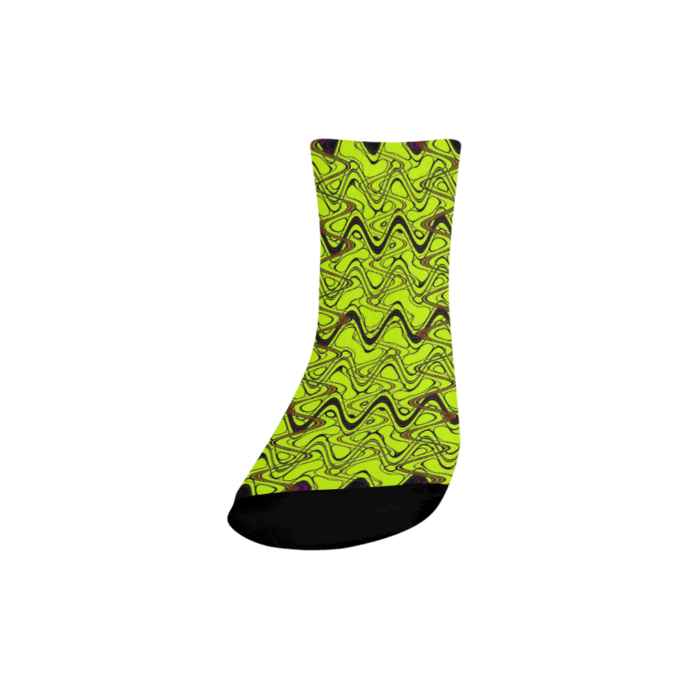 Yellow and Black Waves Quarter Socks