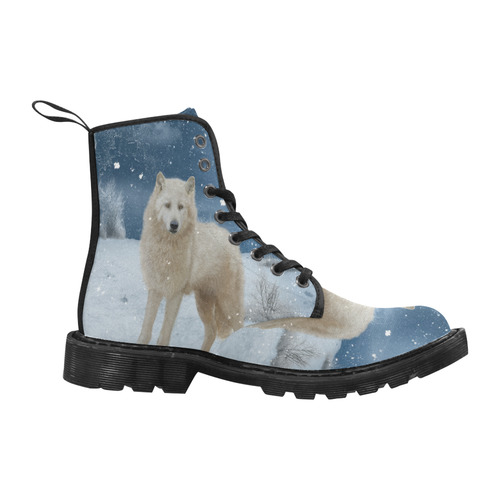 Awesome arctic wolf Martin Boots for Men (Black) (Model 1203H)