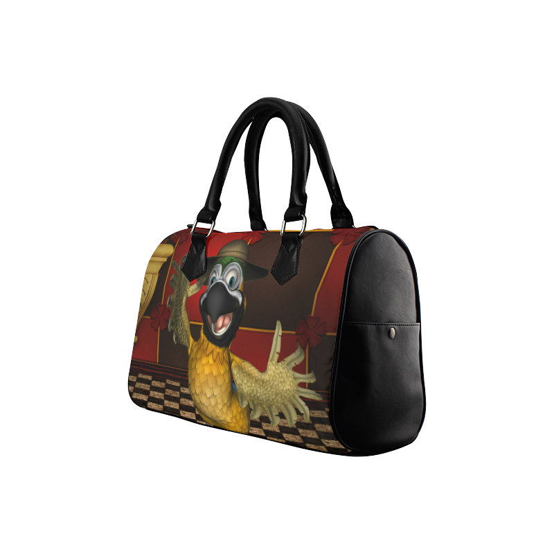 Funny parrot with summer hat Boston Handbag (Model 1621)