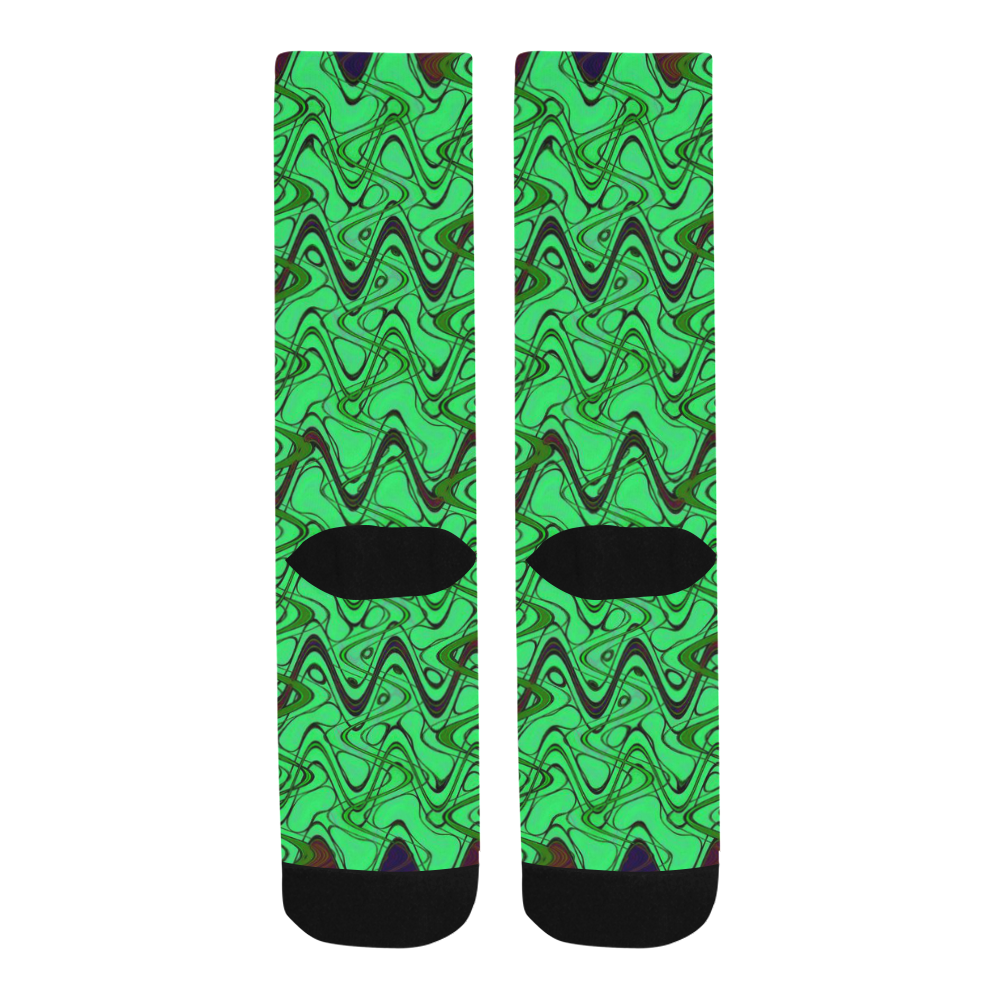 Green and Black Waves Trouser Socks