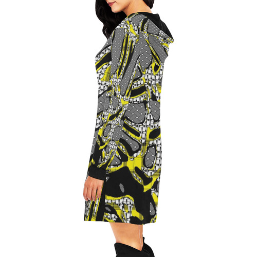 Abstract Pattern Mix 4C by FeelGood All Over Print Hoodie Mini Dress (Model H27)