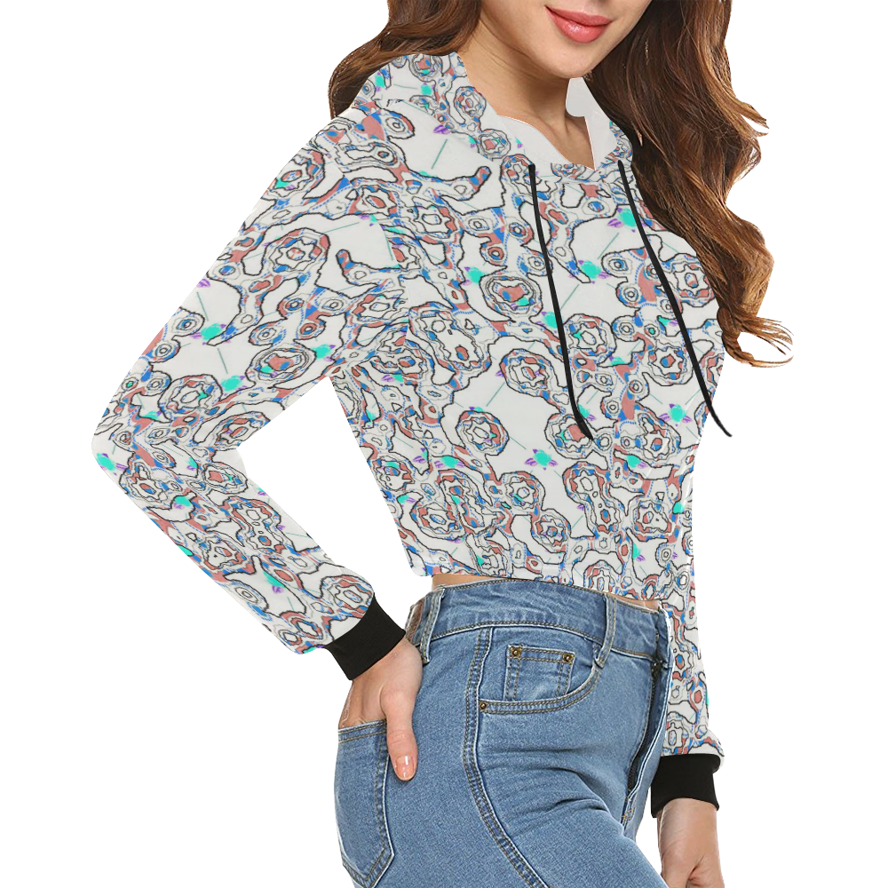 Abstract Pattern Mix 5C by FeelGood All Over Print Crop Hoodie for Women (Model H22)