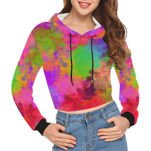 Colors and joy 4 by FeelGood All Over Print Crop Hoodie for Women (Model H22)