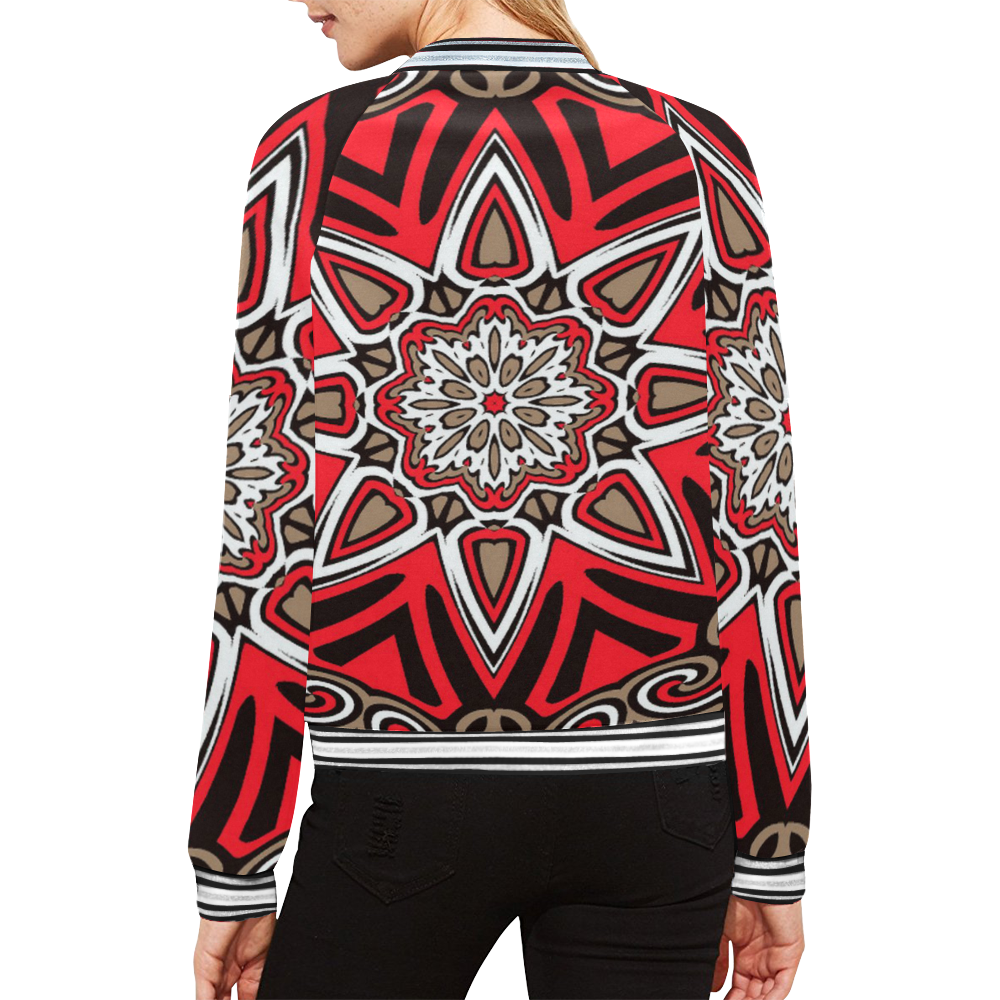 Oriental Kaleido 12 by JamColors All Over Print Bomber Jacket for Women (Model H21)