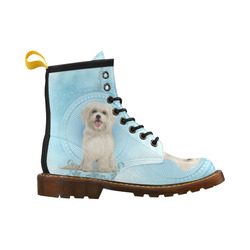 Cute havanese puppy High Grade PU Leather Martin Boots For Women Model 402H