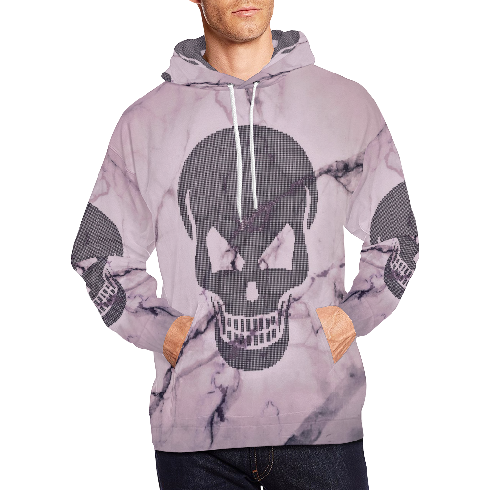 dotted skull on marble B All Over Print Hoodie for Men (USA Size) (Model H13)
