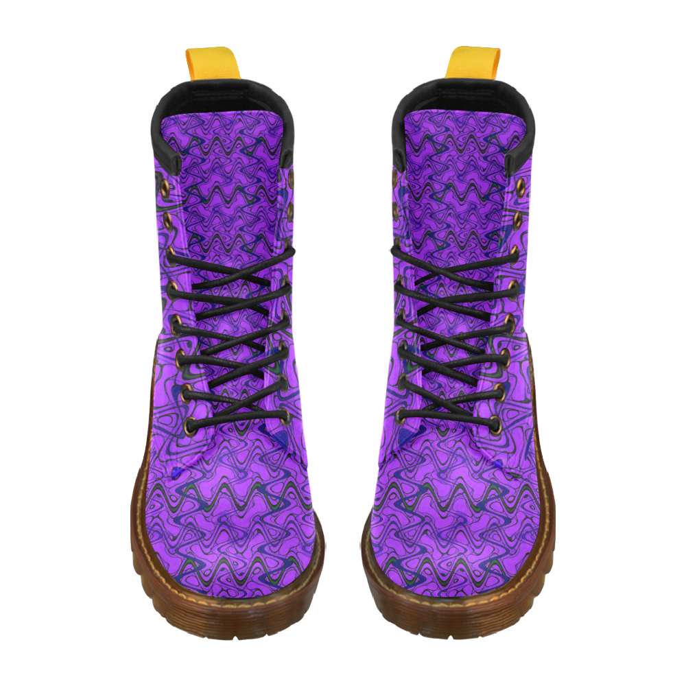 Purple and Black Waves High Grade PU Leather Martin Boots For Men Model 402H