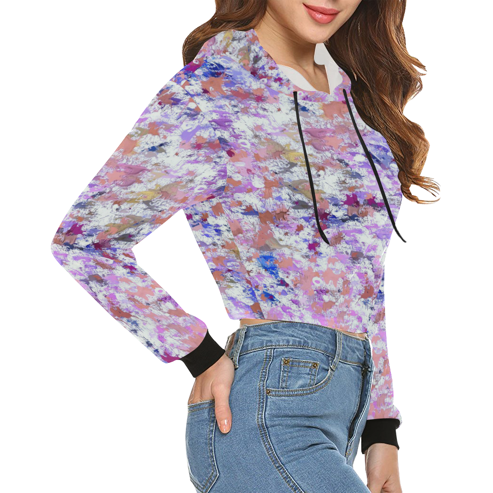 Fantasy Power Painting 1B by FeelGood All Over Print Crop Hoodie for Women (Model H22)