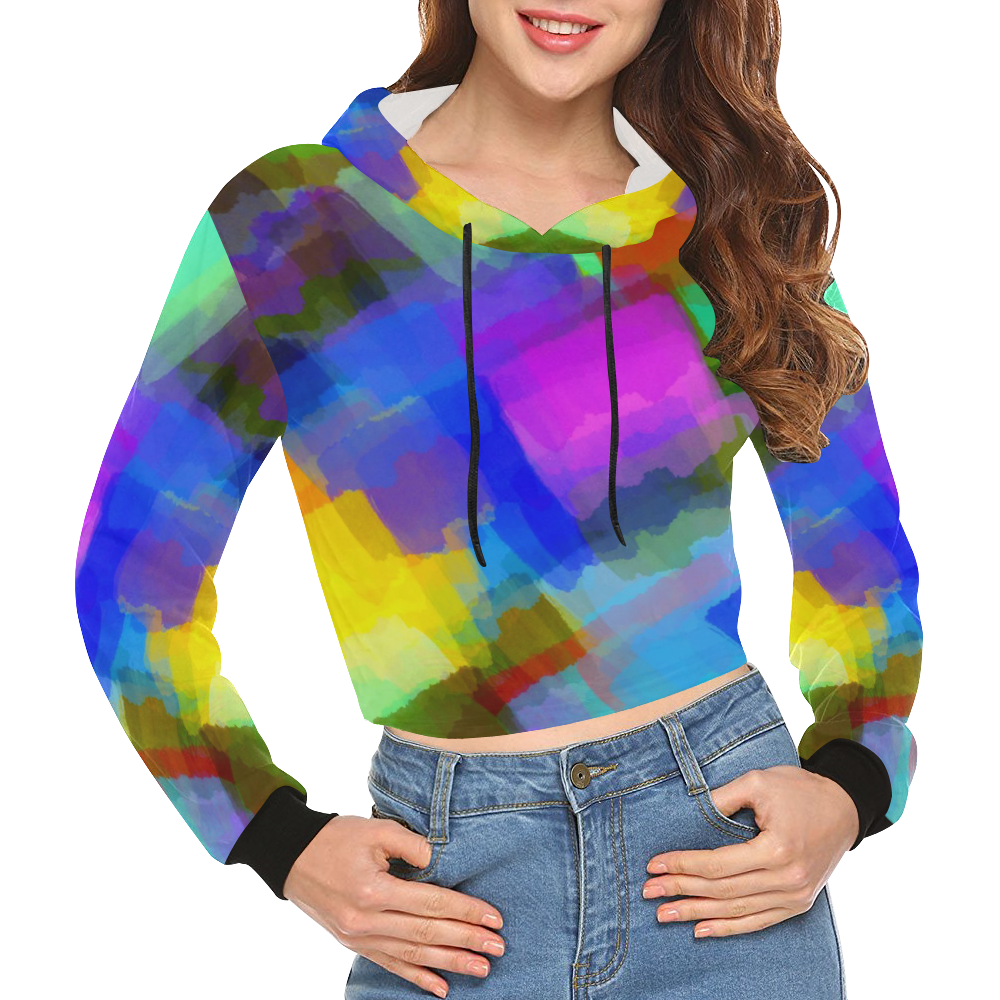 Colors and joy 2 by FeelGood All Over Print Crop Hoodie for Women (Model H22)