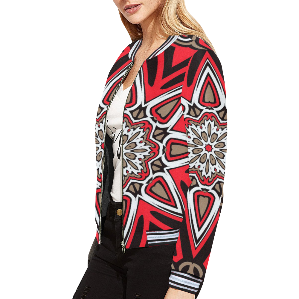 Oriental Kaleido 12 by JamColors All Over Print Bomber Jacket for Women (Model H21)
