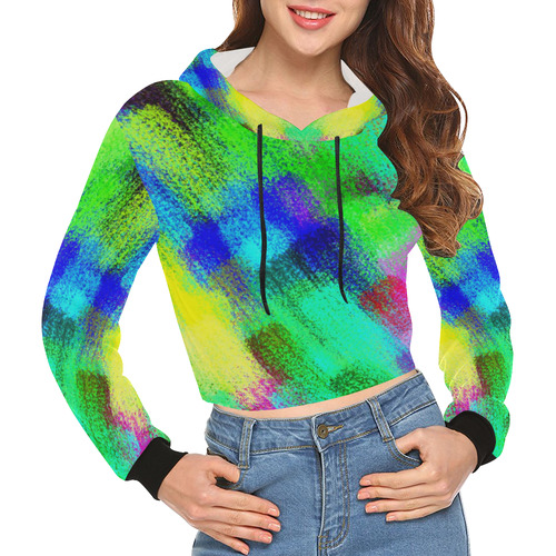 Colors and joy 3 by FeelGood All Over Print Crop Hoodie for Women (Model H22)