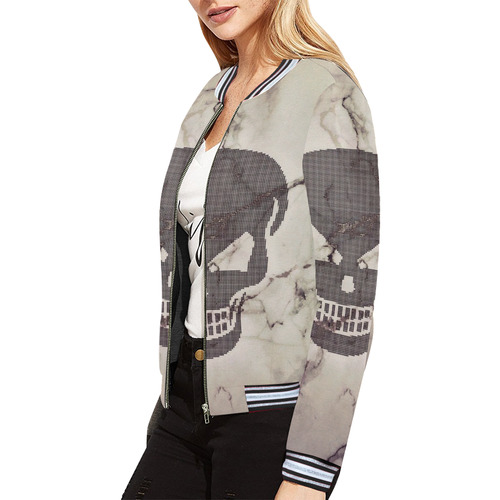 dotted skull on marble A All Over Print Bomber Jacket for Women (Model H21)