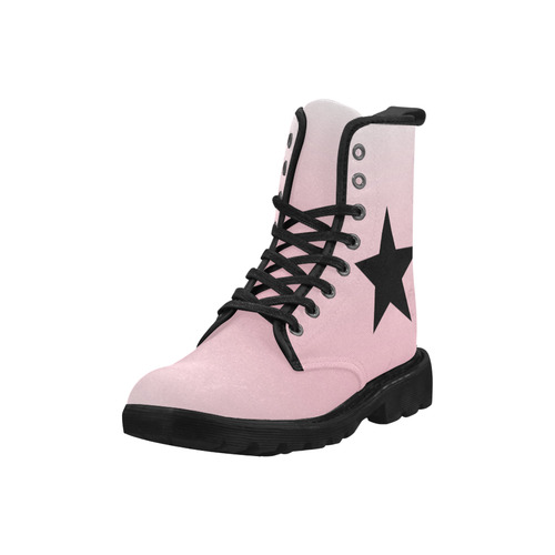 Black Star on Pink VAS2 Martin Boots for Women (Black) (Model 1203H)